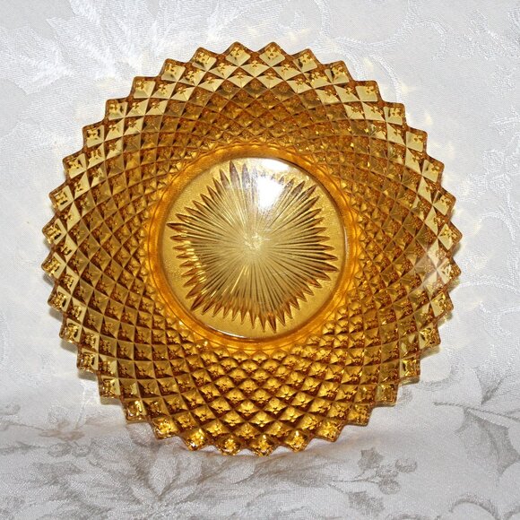Westmoreland English Hobnail Amber Round Dish | Vintage Candy Nut Trinket Dish - Picture 1 of 5